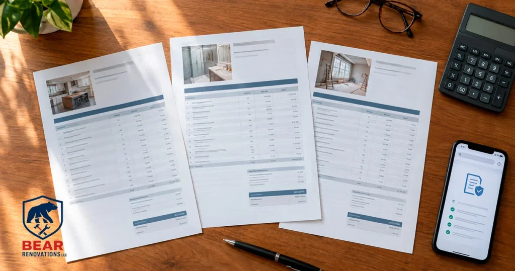 Comparison of licensed and unlicensed contractor estimates side by side in Philadelphia