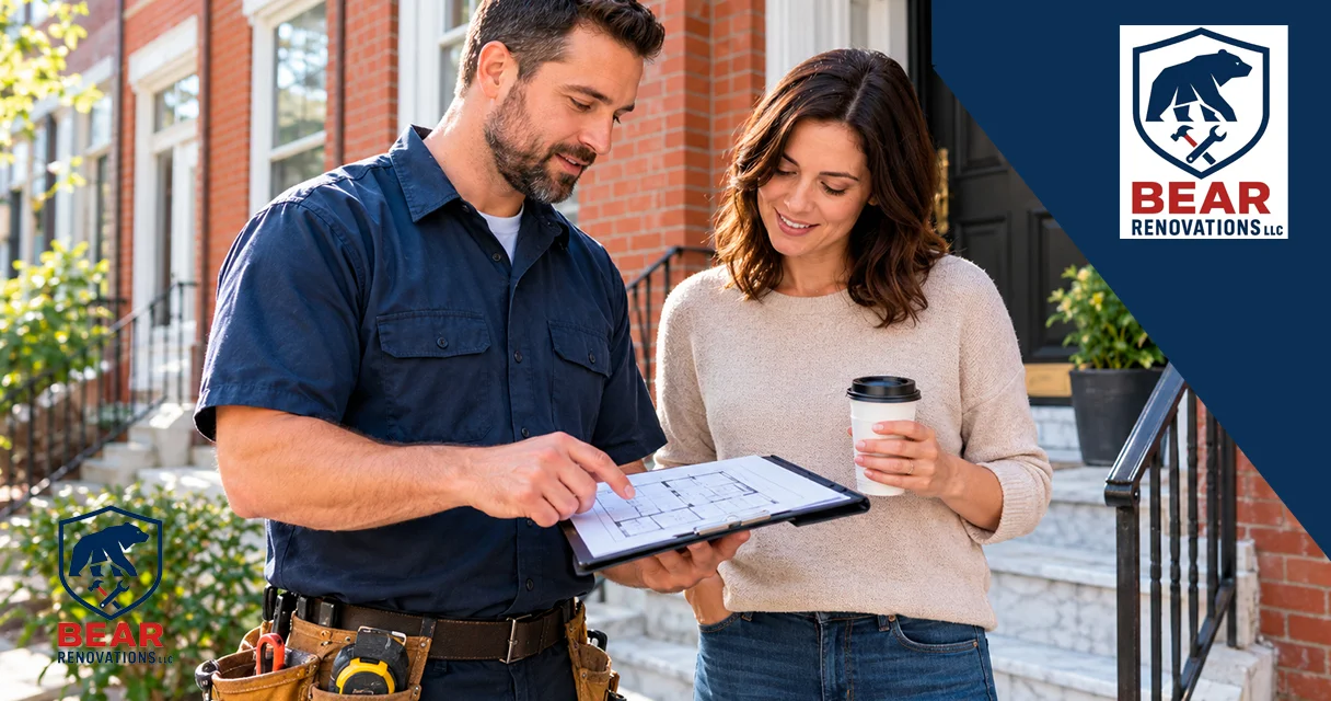 Licensed renovation team reviewing plans, from the guide on how to find a contractor in Philadelphia
